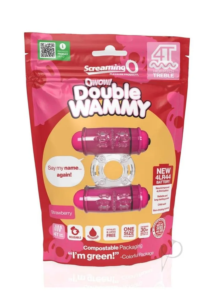 Screaming O Couples 4T Double Wammy Silicone Dual Vibrating Couples Cock Ring Strawberry Screaming O Couples 4T Double Wammy Silicone Dual Vibrating Couples Cock Ring Strawberry