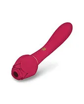 Secret Kisses Secret Kisses Rosegasm Twosome Rechargeable Silicone Dual End Vibrator with Clitoral Stimulator Red Female Sex Toys Secret Kisses Secret Kisses Rosegasm Twosome Rechargeable Silicone Dual End Vibrator with Clitoral Stimulator Red Female Sex Toys