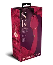 Secret Kisses Secret Kisses Rosegasm Twosome Rechargeable Silicone Dual End Vibrator with Clitoral Stimulator Red Female Sex Toys Secret Kisses Secret Kisses Rosegasm Twosome Rechargeable Silicone Dual End Vibrator with Clitoral Stimulator Red Female Sex Toys