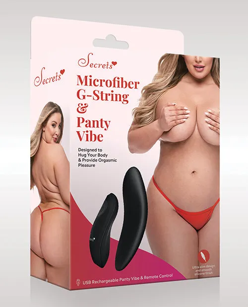 Secrets Secrets Rechargeable Silicone Microfiber GString and Panty Vibe with Remote Control Plus Size Red Female Sex Toys Secrets Secrets Rechargeable Silicone Microfiber GString and Panty Vibe with Remote Control Plus Size Red Female Sex Toys