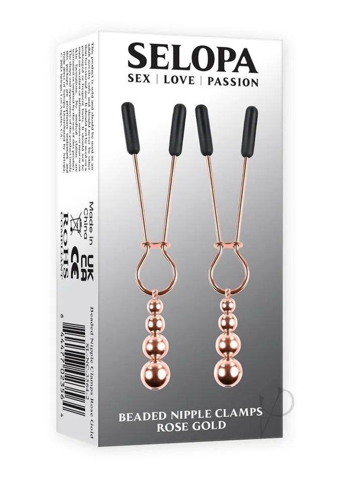 Selopa Vibrators Selopa Beaded Nipple Clamps Rose Gold
