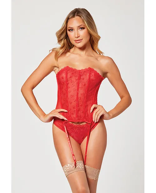 Seven Til Midnight Vibrators Valentines Heart Embroidered Mesh Bustier Panty Red LG Seven Til Midnight Vibrators Valentines Heart Embroidered Mesh Bustier Panty Red LG