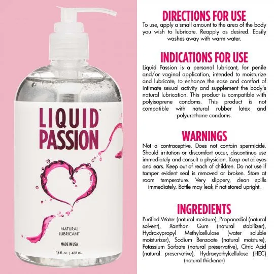 Sexual Health Wellbeing Passion Lubes Liquid Passion Natural Lubricant 16oz