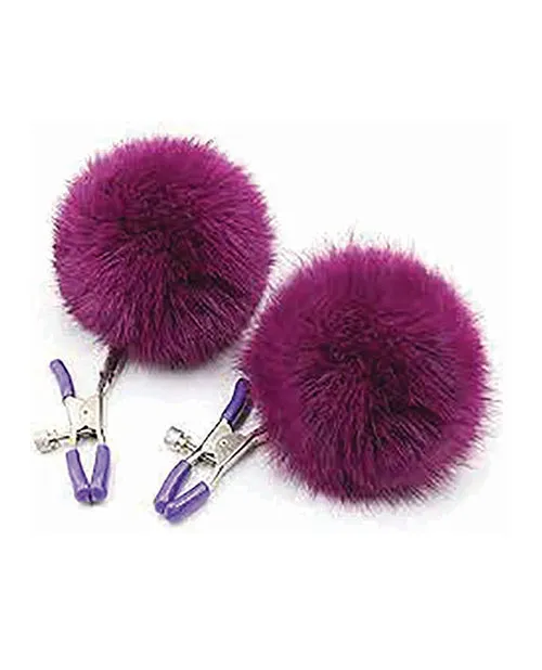 Sexy AF Nipple Clamps Puff Balls Purple Af Dildos Sexy AF Nipple Clamps Puff Balls Purple Af Dildos