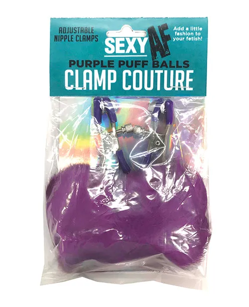 Sexy AF Nipple Clamps Puff Balls Purple Af Dildos Sexy AF Nipple Clamps Puff Balls Purple Af Dildos