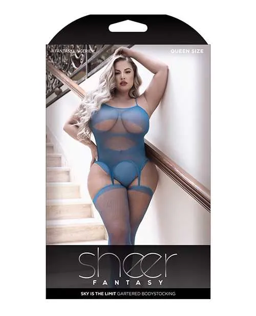 Sheer Fantasy Vibrators Sheer Sky is the Limit Opaque Gartered Bodystocking Blue QN Sheer Fantasy Vibrators Sheer Sky is the Limit Opaque Gartered Bodystocking Blue QN