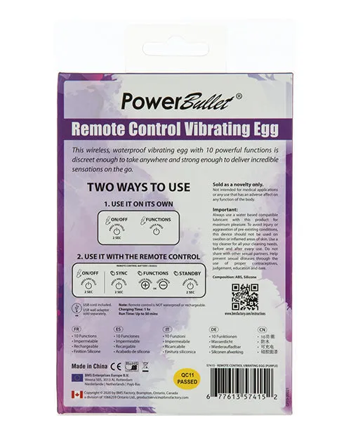 Simple and True Vibrating Rechargeable Silicone Egg with Remote Control Purple Powerbullet Female Sex Toys