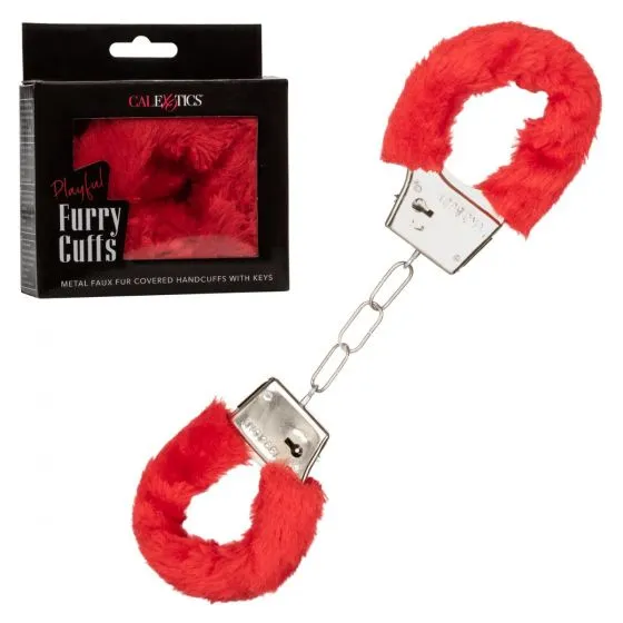 SimpleeDiscreet Restraints Playful Furry Cuffs Red
