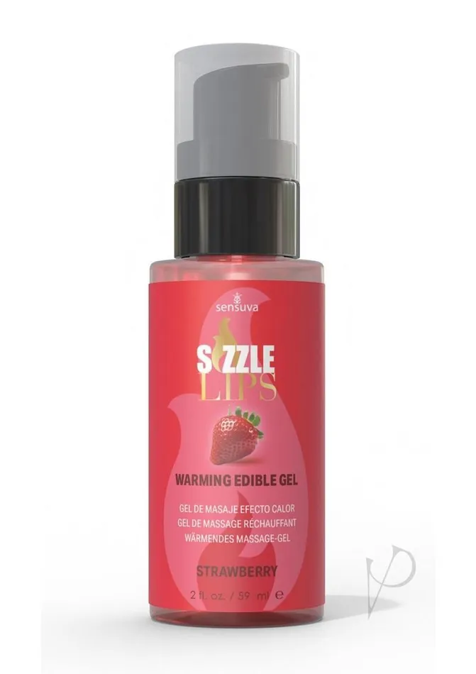 Sizzle Lips Enhancers Sizzle Lips Warming Edible Gel Strawberry 2oz