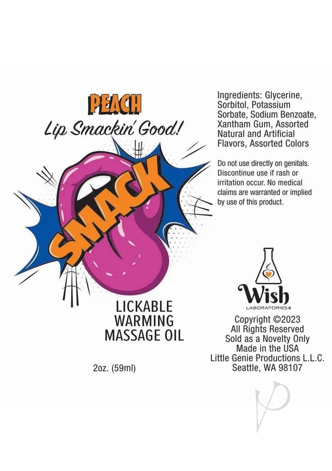 Smack Couples Smack Lickable Massage Oil 2oz Peach Smack Couples Smack Lickable Massage Oil 2oz Peach