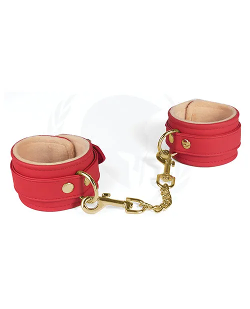 Spartacus Spartacus PU Ankle Cuffs wPlush Lining Red Restraints