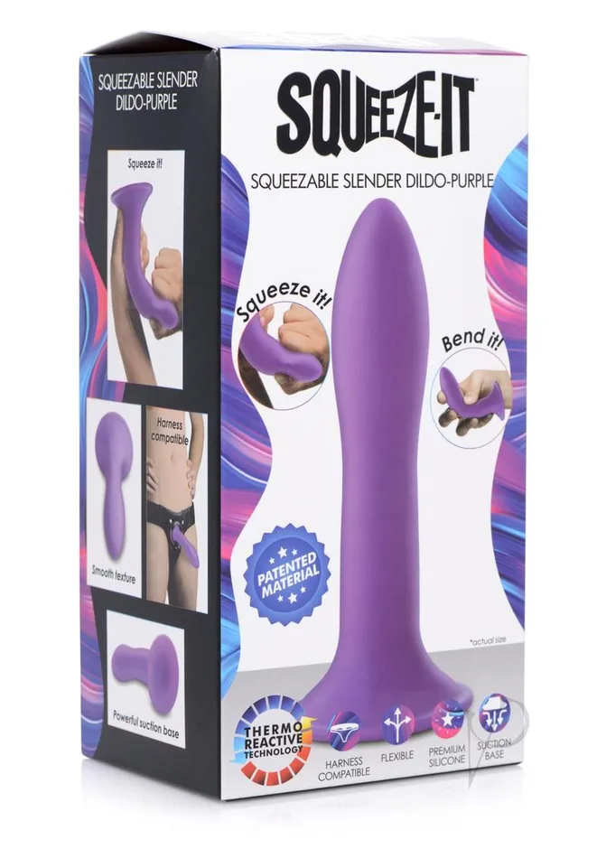 Squeeze It Dildos SqueezeIt Squeezable Slender Silicone Dildo 53in Purple