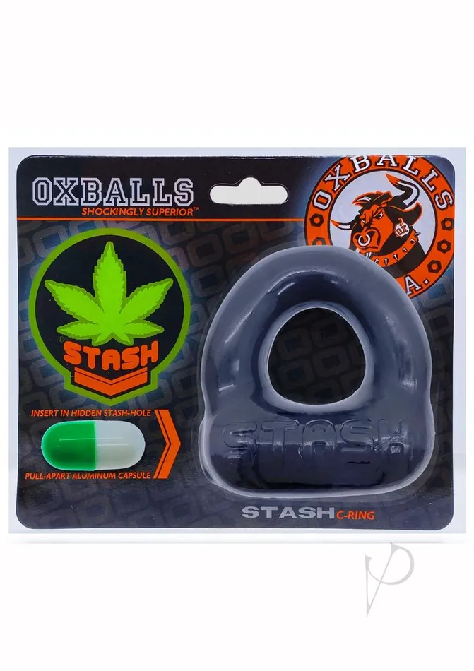 Stash Cock Ring with Aluminum Capsule Insert Black Oxballs Male Sex Toys