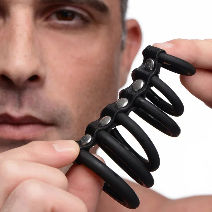 Strict Male Sex Toys 6 Ring Silicone Chastity Cage