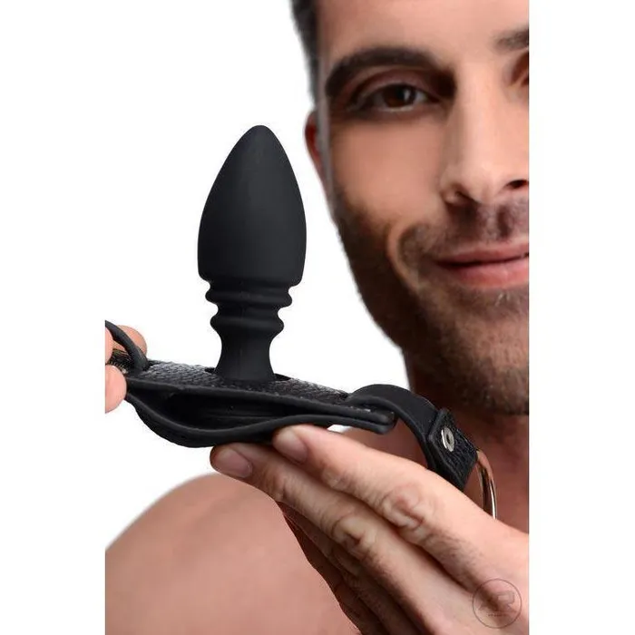 Strict Male Sex Toys Male Cock Ring Harness with Silicone Anal Plug