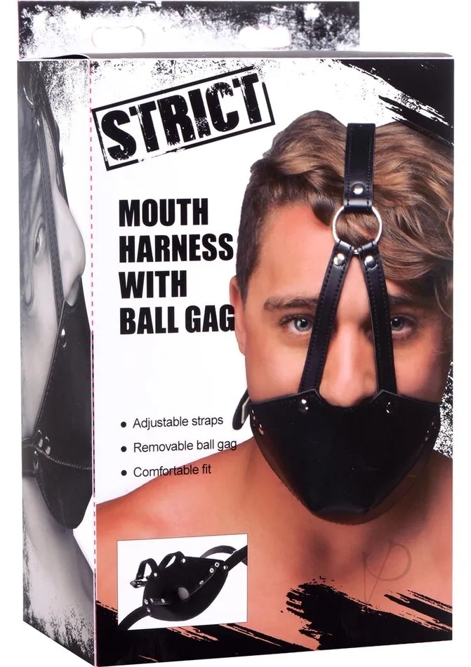 Strict Mouth Harness with Ball Gag Black Strict Female Sex Toys