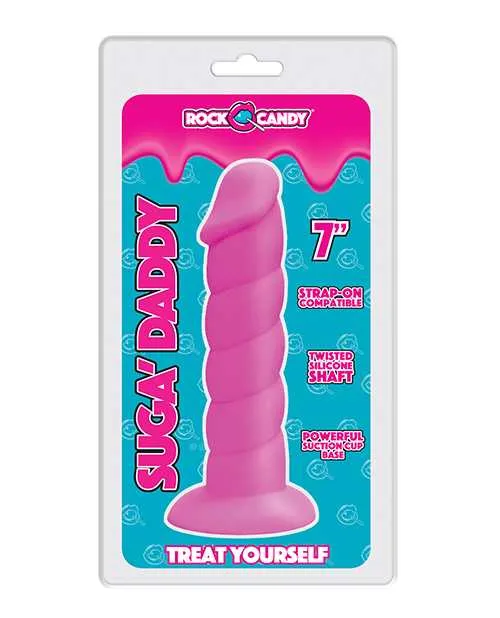Suga Daddy Silicone Dildo 7In Pink Rock Candy Toys Dildos