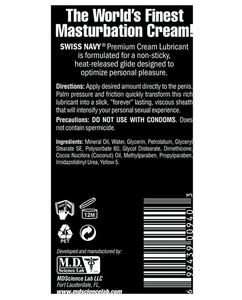 Swiss Navy Masturbation Cream 5oz148ml Swiss Navy Vibrators
