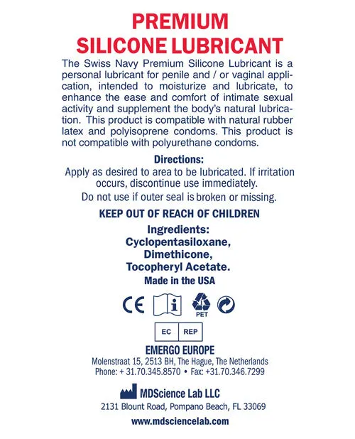 Swiss Navy Silicone Lubricant 32oz946ml Swiss Navy Lubricants