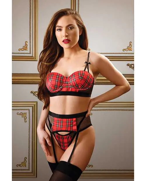 Tease By Fantasy Lingerie Vibrators Tease Sophie Plaid Long Line Bra Garter Belt GString Red ML Tease By Fantasy Lingerie Vibrators Tease Sophie Plaid Long Line Bra Garter Belt GString Red ML