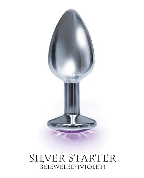 The 9s The Silver Starter Bejeweled Stainless Steel Plug Violet The 9s Anal