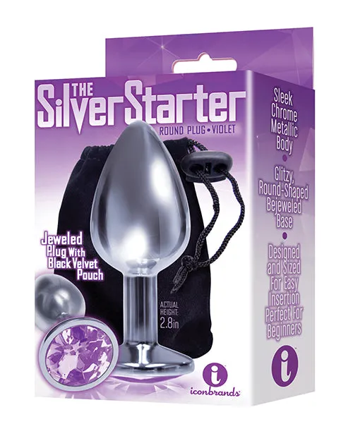 The 9s The Silver Starter Bejeweled Stainless Steel Plug Violet The 9s Anal