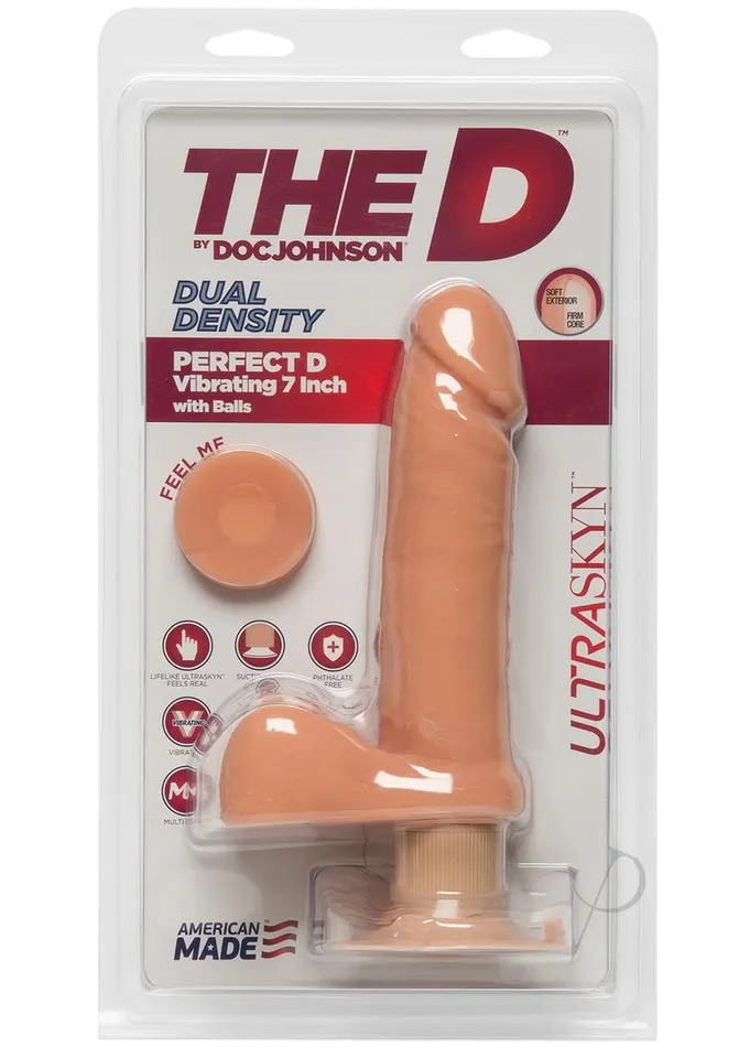 The D Dildos The D Perfect D Ultraskyn Vibrating Dildo with Balls 7in Vanilla The D Dildos The D Perfect D Ultraskyn Vibrating Dildo with Balls 7in Vanilla
