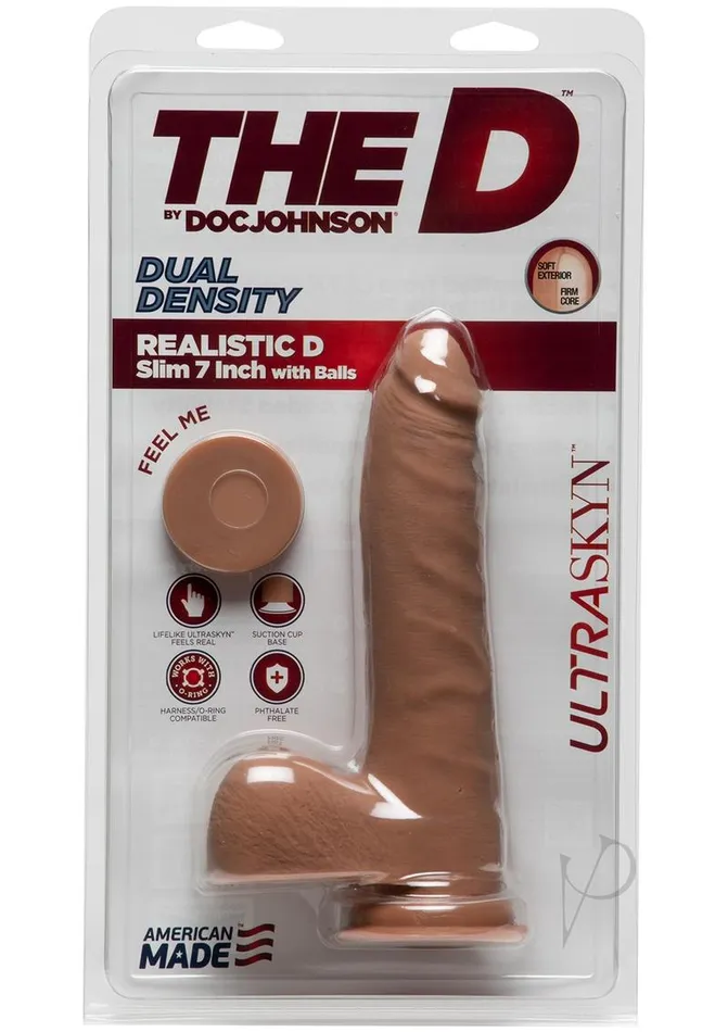 The D Female Sex Toys The D Realistic D Ultraskyn Slim Dildo with Balls 7in Caramel The D Female Sex Toys The D Realistic D Ultraskyn Slim Dildo with Balls 7in Caramel