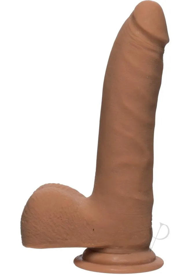 The D Female Sex Toys The D Realistic D Ultraskyn Slim Dildo with Balls 7in Caramel