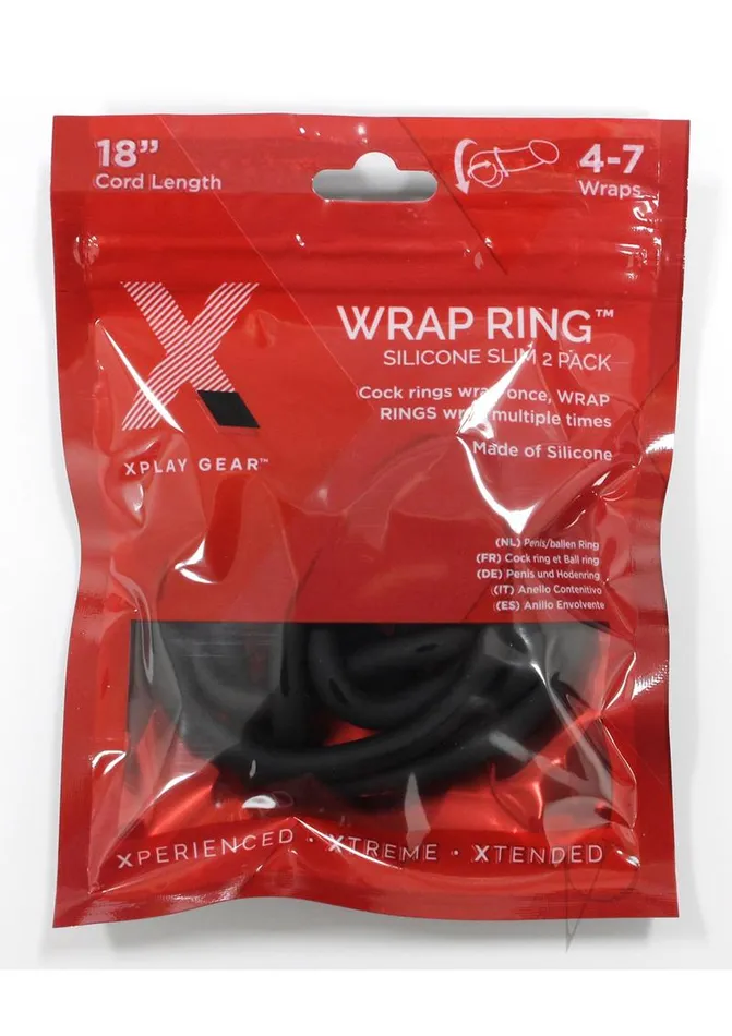 The Xplay Wrap Ring Silicone Slim 18in 2 pack Black Perfect Fit Anal