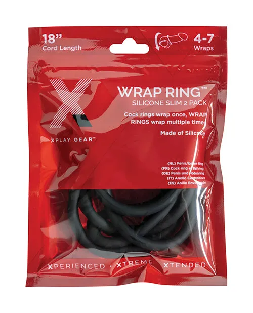 The Xplay Wrap Ring Silicone Slim 18in 2 pack Black Perfect Fit Anal