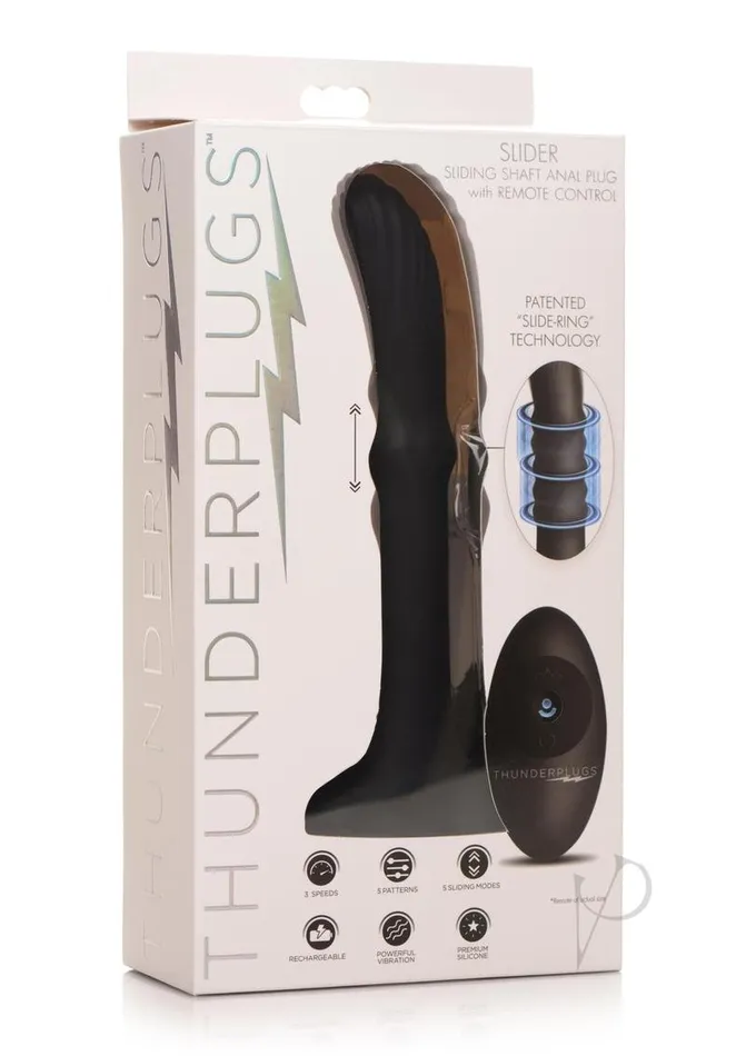 Thunder Plugs Male Sex Toys Thunder Plugs Sliding Shaft Silicone Rechargeable Anal Plug with Remote Control Black Thunder Plugs Male Sex Toys Thunder Plugs Sliding Shaft Silicone Rechargeable Anal Plug with Remote Control Black