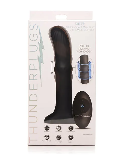 Thunder Plugs Male Sex Toys Thunder Plugs Sliding Shaft Silicone Rechargeable Anal Plug with Remote Control Black