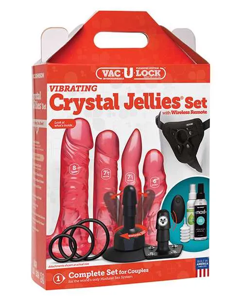 VacULock Vibrating Crystal Jellies Set wWireless Remote Pink Vac U Lock Dildos VacULock Vibrating Crystal Jellies Set wWireless Remote Pink Vac U Lock Dildos