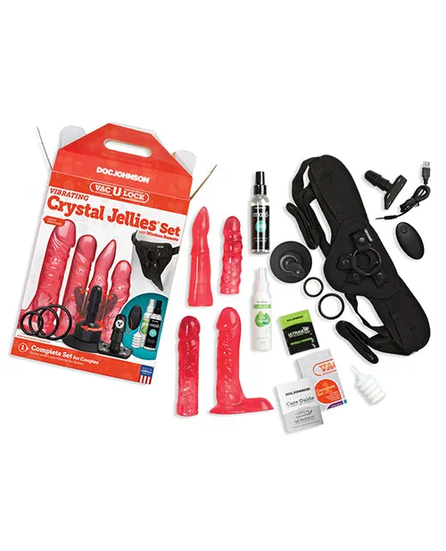 VacULock Vibrating Crystal Jellies Set wWireless Remote Pink Vac U Lock Dildos VacULock Vibrating Crystal Jellies Set wWireless Remote Pink Vac U Lock Dildos
