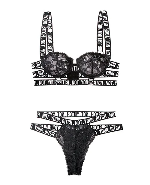 Vibes Not Your Bitch Lace Bra Cutout Panty Black SM Vibes By Fantasy Lingerie Vibrators Vibes Not Your Bitch Lace Bra Cutout Panty Black SM Vibes By Fantasy Lingerie Vibrators