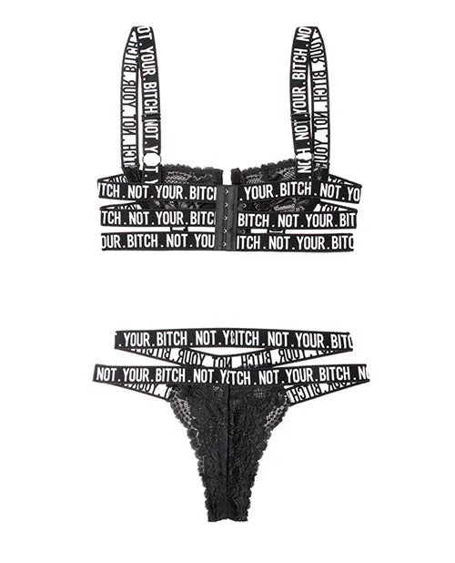 Vibes Not Your Bitch Lace Bra Cutout Panty Black SM Vibes By Fantasy Lingerie Vibrators Vibes Not Your Bitch Lace Bra Cutout Panty Black SM Vibes By Fantasy Lingerie Vibrators