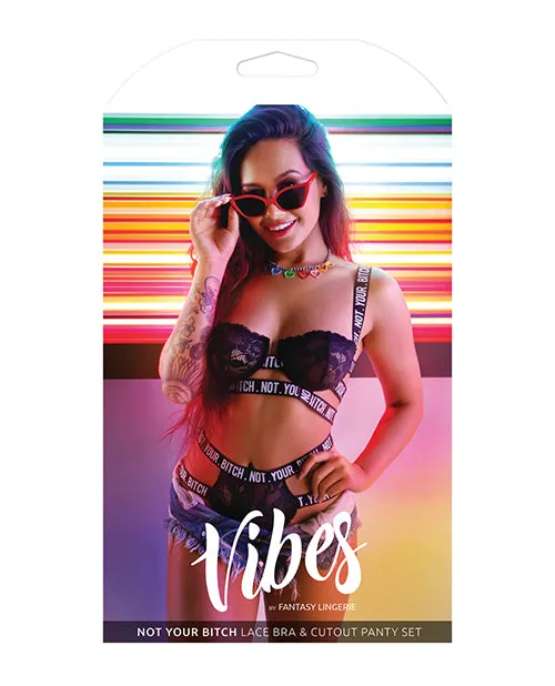 Vibes Not Your Bitch Lace Bra Cutout Panty Black SM Vibes By Fantasy Lingerie Vibrators Vibes Not Your Bitch Lace Bra Cutout Panty Black SM Vibes By Fantasy Lingerie Vibrators