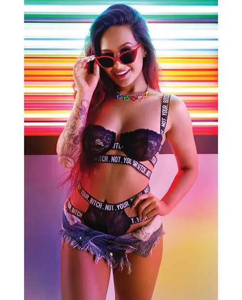 Vibes Not Your Bitch Lace Bra Cutout Panty Black SM Vibes By Fantasy Lingerie Vibrators Vibes Not Your Bitch Lace Bra Cutout Panty Black SM Vibes By Fantasy Lingerie Vibrators