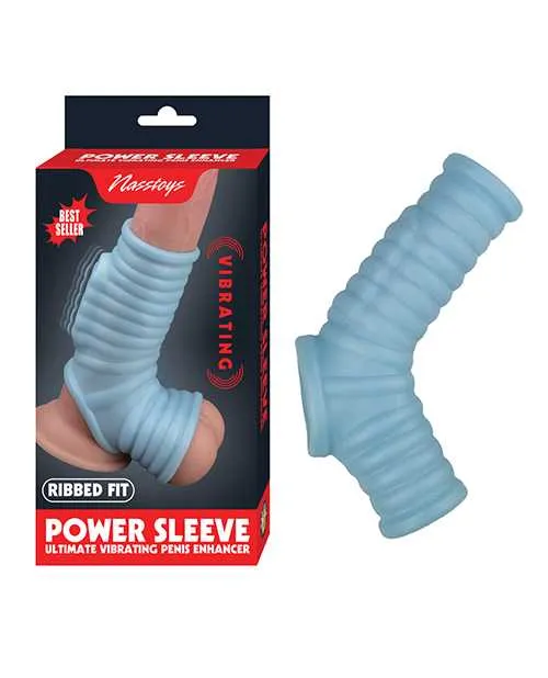Vibrating Power Sleeve Ribbed Fit Blue Nasstoys Male Sex Toys