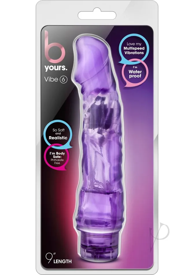 Vibrators B Yours B Yours Vibe 6 Vibrating Dildo 9in Purple