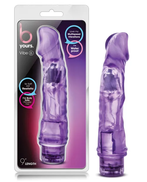 Vibrators B Yours B Yours Vibe 6 Vibrating Dildo 9in Purple