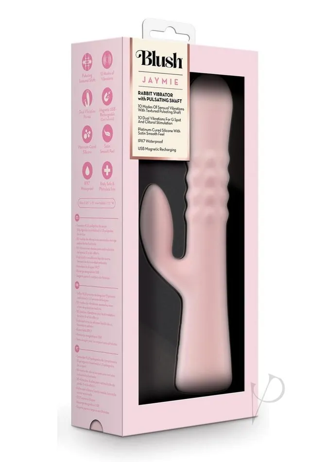 Vibrators Blush Blush Jaymie Rechargeable Silicone Rabbit Vibrator Pink