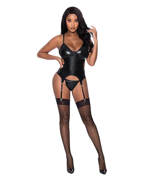 Vibrators Club Candy Basque Cheeky Panty Black SM Exposed