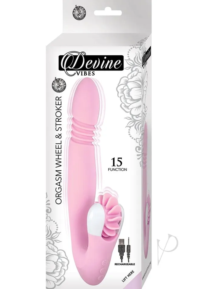 Vibrators Devine Devine Vibes Orgasm Wheel and Stroker Rechargeable Silicone Dual Vibrator Pink Vibrators Devine Devine Vibes Orgasm Wheel and Stroker Rechargeable Silicone Dual Vibrator Pink