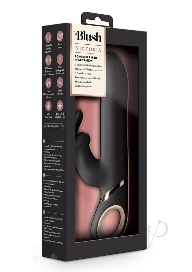 Vibrators Lush By Blush Blush Victoria Rechargeable Silicone Rabbit Vibrator Black Vibrators Lush By Blush Blush Victoria Rechargeable Silicone Rabbit Vibrator Black