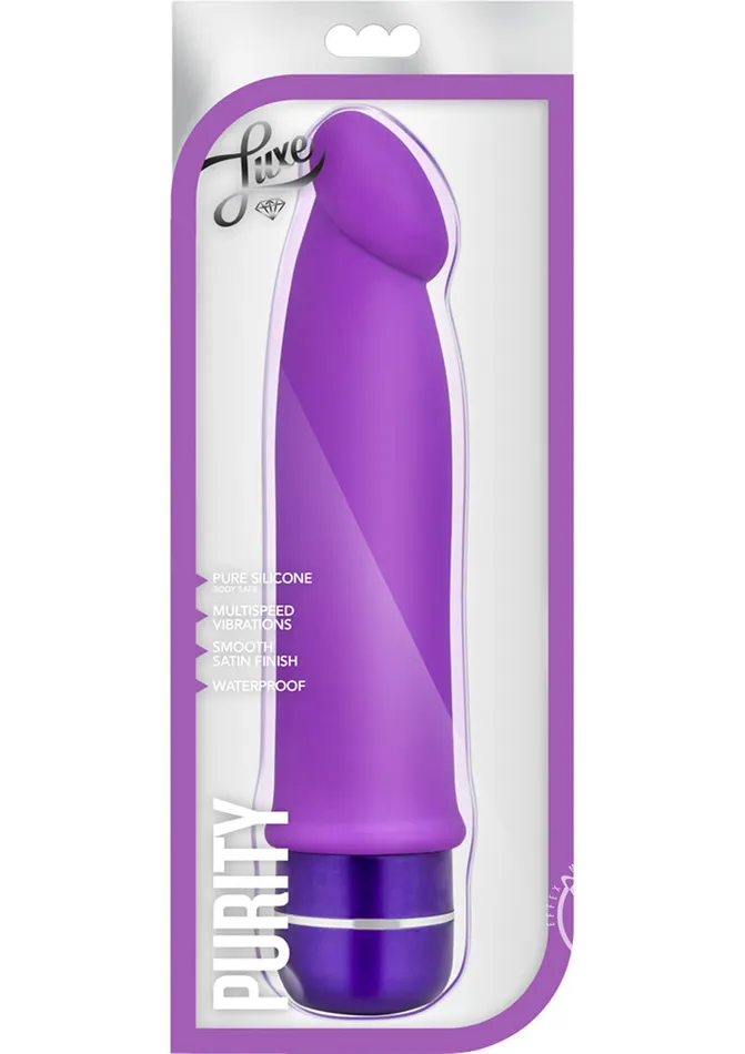 Vibrators Luxe Purity Silicone Vibrating Dildo 75in Purple Luxe