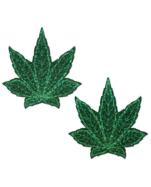 Vibrators Pastease Pastease Premium Glitter Marijuana Leafs Green OS