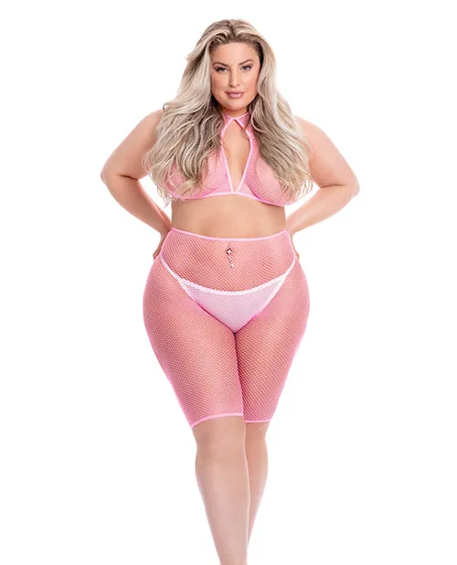 Vibrators Pink Lipstick Sunset Glow Halter Bra Bike Short Pink QN Pink Lipstick
