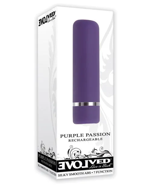 Vibrators Purple Passion Rechargeable Silky Smooth Bullet Purple Evolved